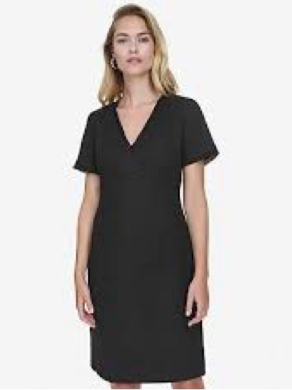 Andrew Marc Black V-Neck Short Sleeve Dress